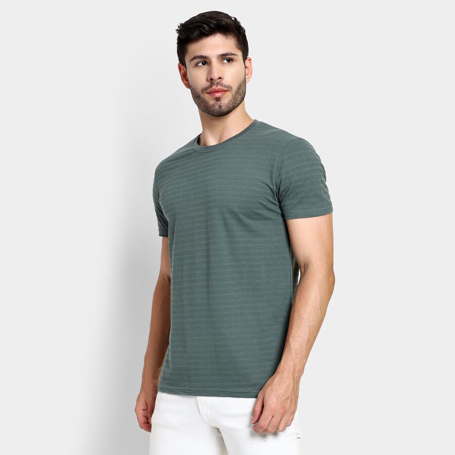 Men's Round Neck Half Sleeves T-Shirt , Dark Green, large image number null