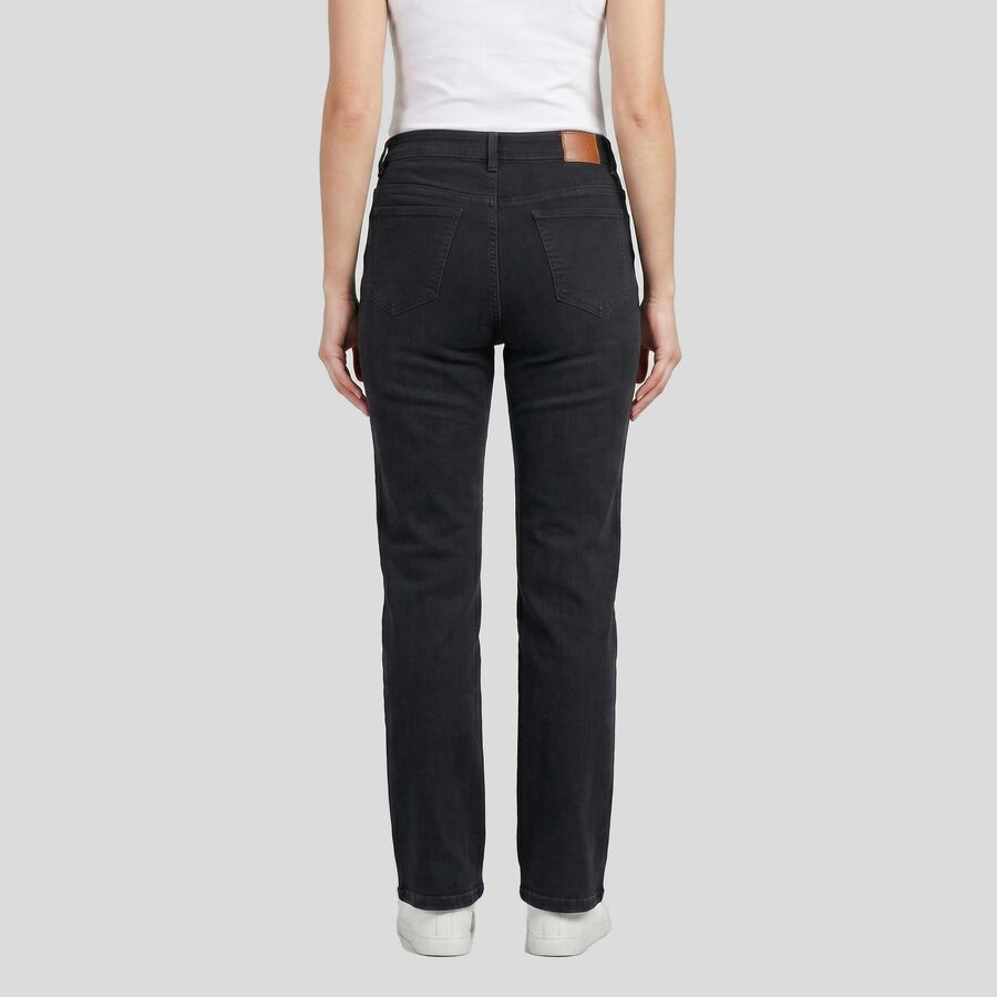 Women's Dark Grey Straight Fit Washed Jeans, Dark Grey, large
