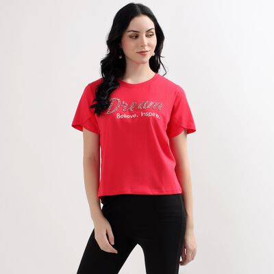 Ladies' 100% Cotton Round Neck T-Shirt