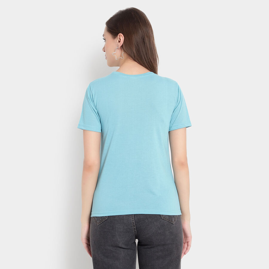 Solid Round Neck T-Shirt, Aqua, large image number null