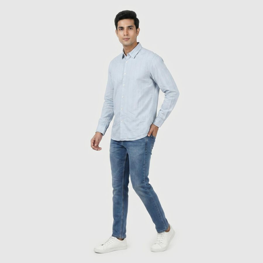 Men's Light Blue Cotton Spread Collar Regular Fit Shirt, हल्का नीला, large