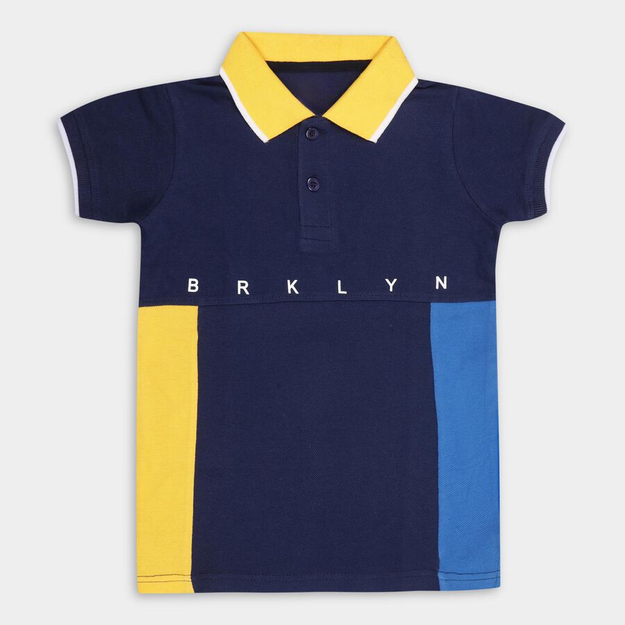 Boys' 100% Cotton Half Sleeves T-Shirt , नेवी ब्लू, large image number null
