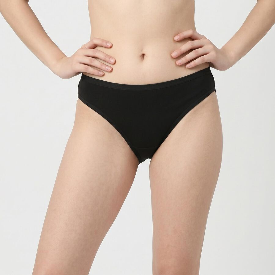 Women's Black Regular Fit Solid Panty, Black, large
