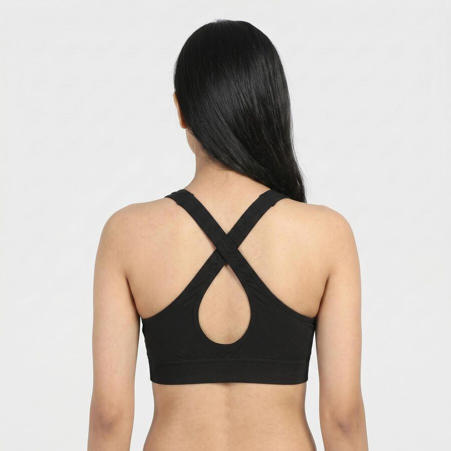 Women's Black Athleisure Sports Bra, Black, large