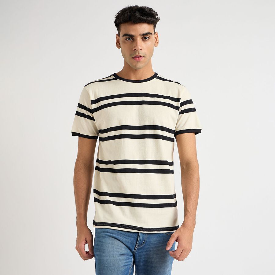 Men's 100% Cotton Round Neck Half Sleeves T-Shirt, White, large image number null