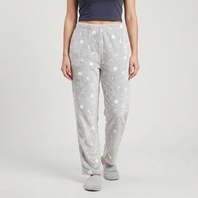 Women's Grey Straight Fit Moon Lounge Pyjama