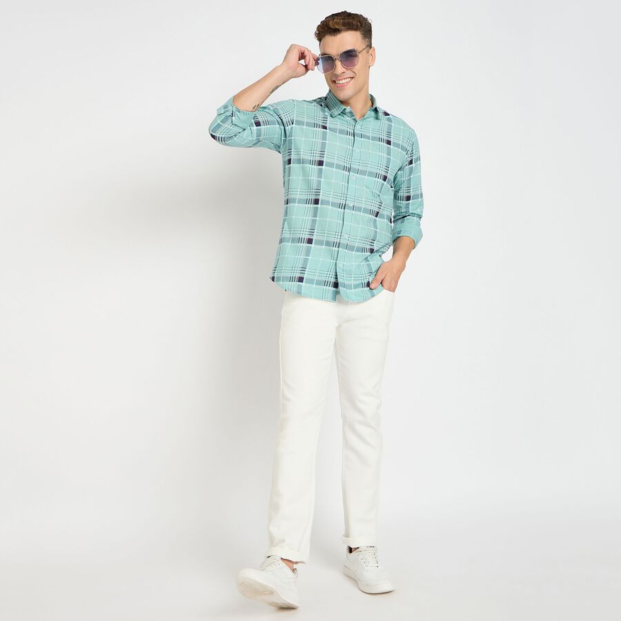 Men's 100% Cotton Casual Shirt, एक्वा, large image number null