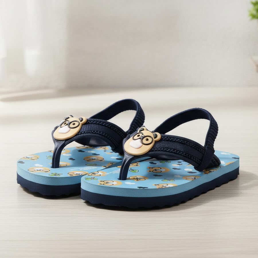 Kids Navy Blue Back Strap Flip-Flops, नेवी ब्लू, large