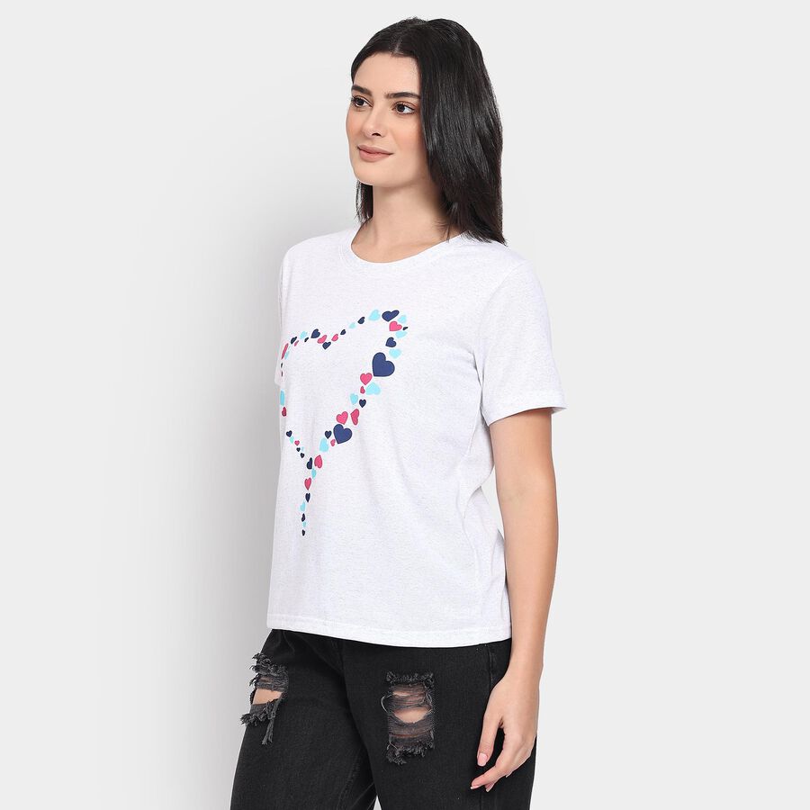 Ladies' Round Neck T-Shirt, मिश्रित मध्यम ग्रे, large image number null