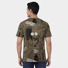 Men's Olive Cotton Round Neck Casual T-Shirt, ओलिव, small
