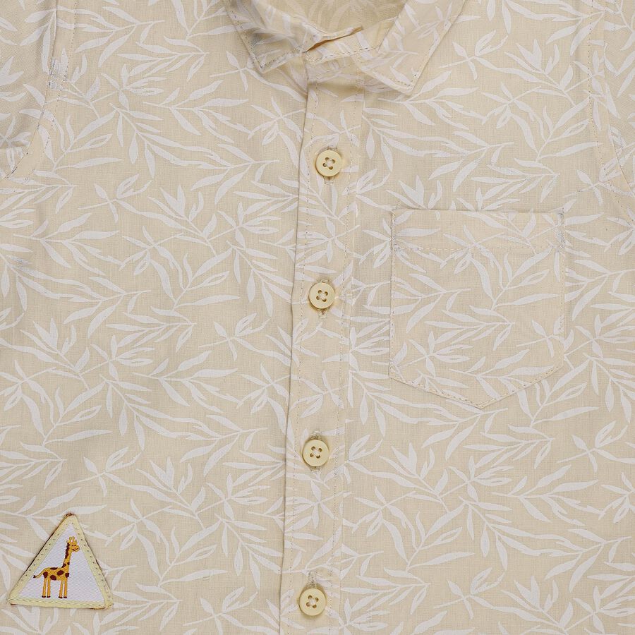 Infants Yellow Cotton Half Sleeve Classic Collar Casual Shirt, Yellow, large