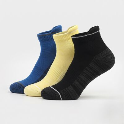 Men's Ankle Length Solid Pack of 3 Socks ( Blue, Yellow, Black )