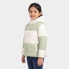 Girls' Mint Green Hooded Puffer Jacket, Light Green, small