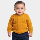Infants Yellow Crew Neck Pullover, पीला, small