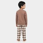 Boys Brown 100% Cotton Round Neck Graphic Print Baba Suit, भूरा, small