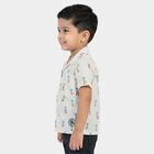 Boys' Off-White Cotton Half Sleeve Cuban Collar Casual Shirt, ऑफ व्हाइट, small