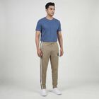 Men's Beige Regular Fit Side-Striped Track Pants, Beige, small