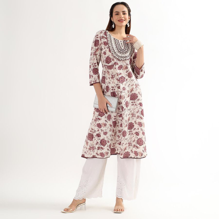 Ladies' 100% Cotton Kurta, Purple, large image number null