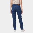 Women's Blue Straight Fit Clean Look Jeans, Mid Blue, small