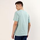Men's Teal Cotton Round Neck Minimalist T-Shirt, Aqua, small