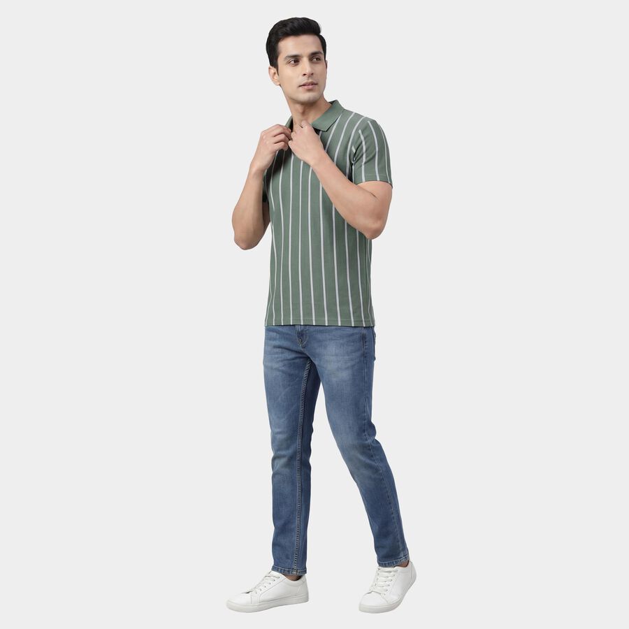 Men's Light Green Polo Collar Classic T-Shirt, Light Green, large