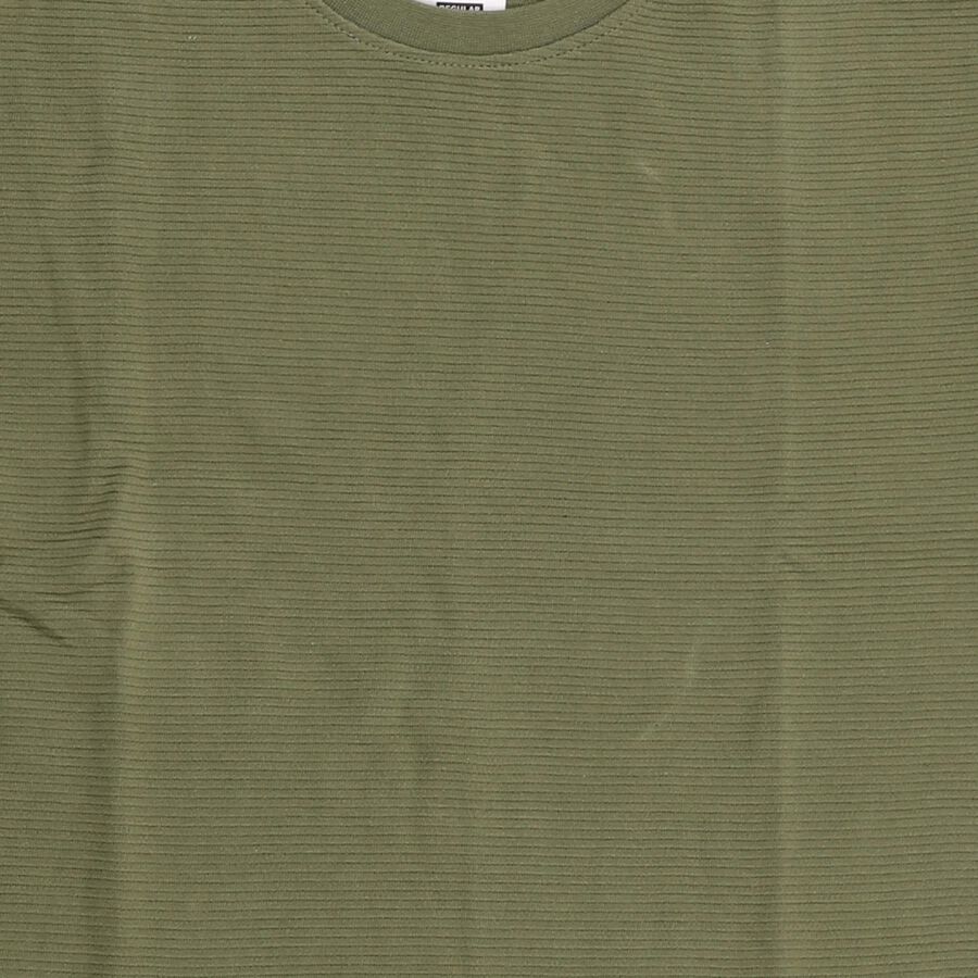 Boys Olive Green Cotton Crew Neck Casual T-Shirt, ओलिव, large image number null