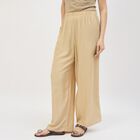 Women's Solid Regular Fit Minimalist Palazzos, गहरा पीला, small