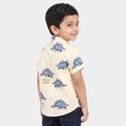Boys Cream Cotton Collar Casual Shirt, Off White, small