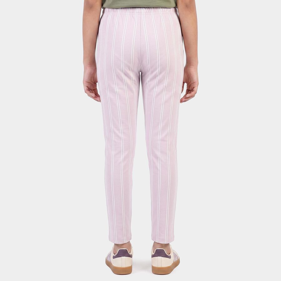 Girls' Lilac Straight Fit Striped Pyjama, लाइलेक, large