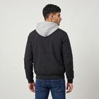 Men's Black Hooded Bomber Jacket, Black, small