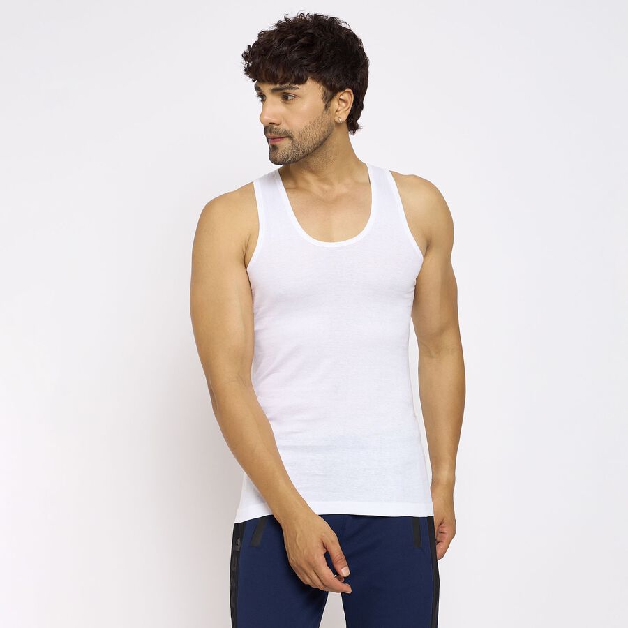 Men's 100% Cotton Vest, White, large image number null
