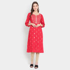 Printed 3/4Th Sleeves Kurta, Red, small image number null