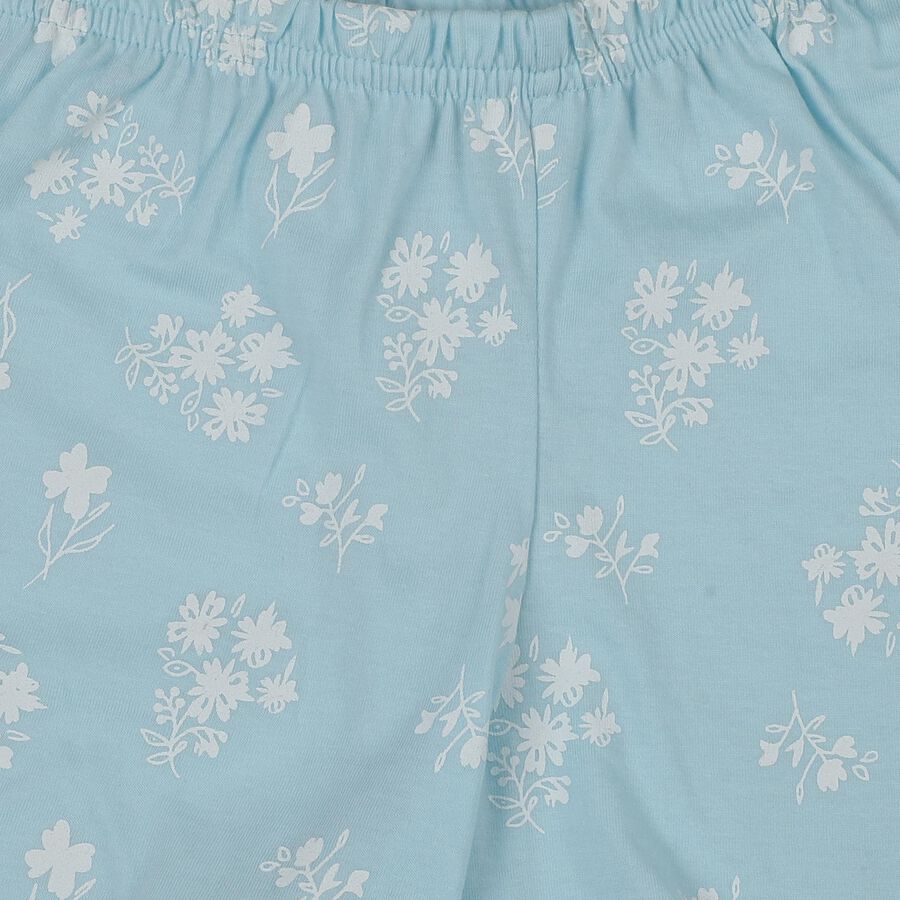 Girls' Light Blue Floral Elastic Waist Shorts, Light Blue, large