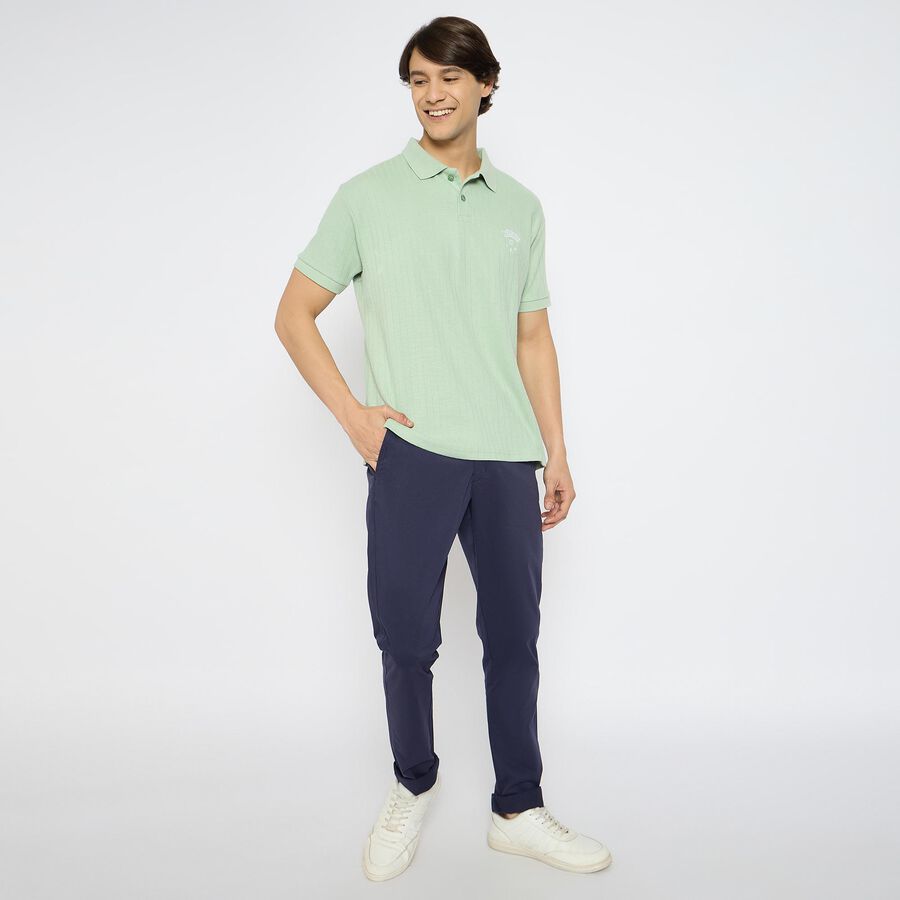 Men's Slim Fit Casual Trousers , Navy Blue, large image number null