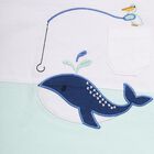 Infant Boys' Aqua Cotton Round Neck Whale Embroidered Baba Suit, Aqua, small image number null
