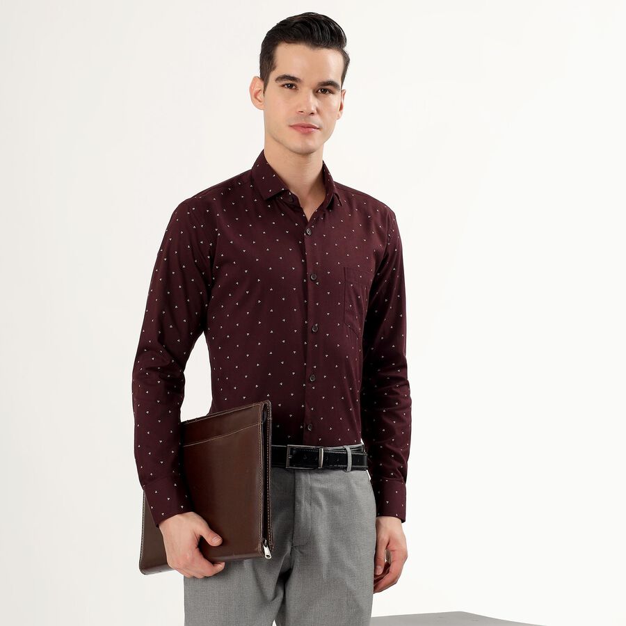 Men's Deep Maroon Cotton Spread Collar Formal Shirt, मरून, large image number null