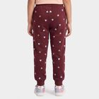 Girls' Maroon Regular Fit Heart Jogger Pyjama, वाइन, small