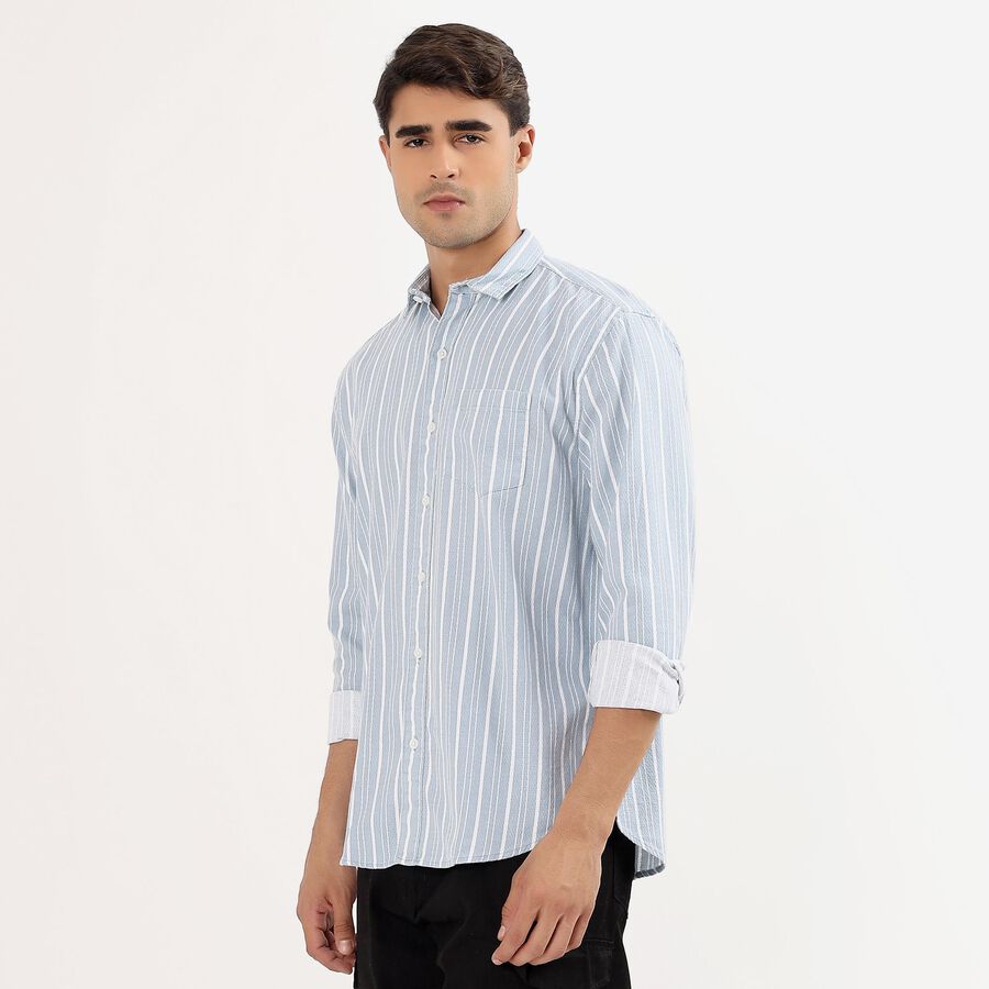 Men's Light Blue Cotton Classic Casual Shirt, Light Blue, large image number null