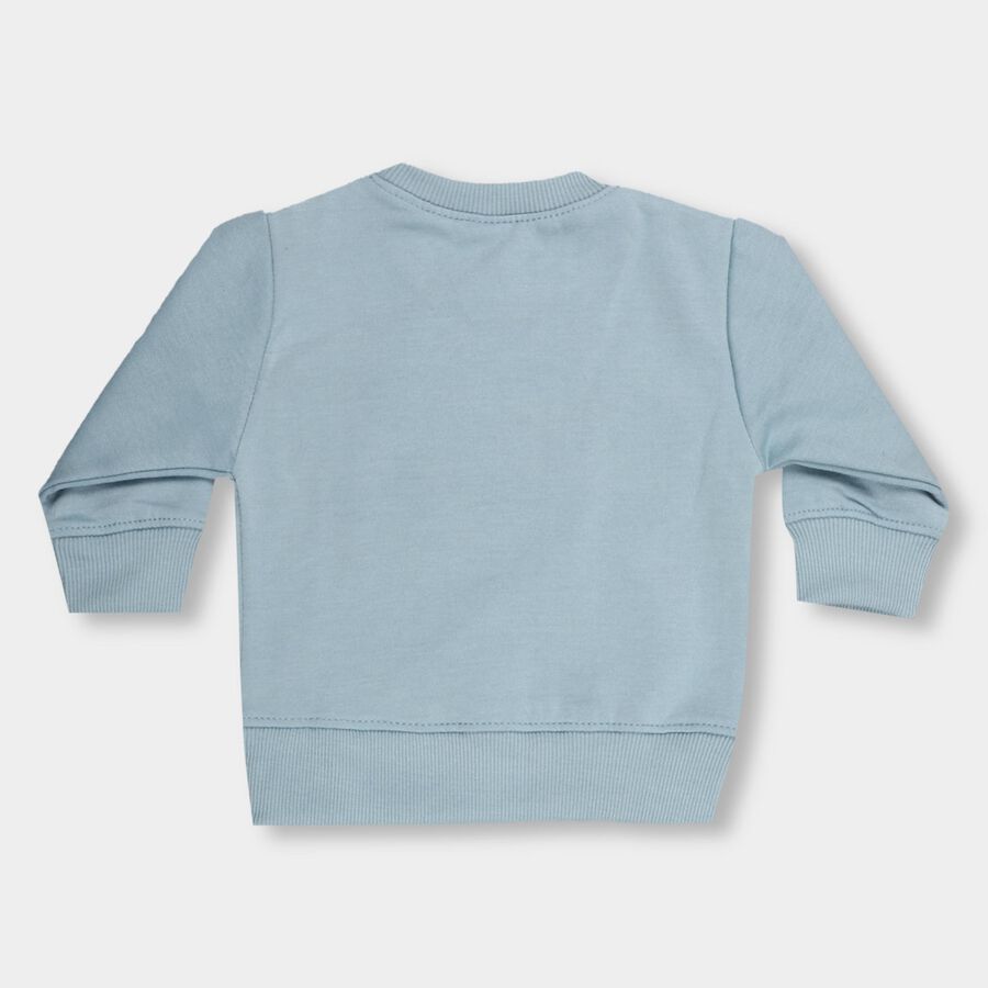 Infants Muted Baby Blue Crew Neck Casual Sweatshirt, टील ब्लू, large image number null