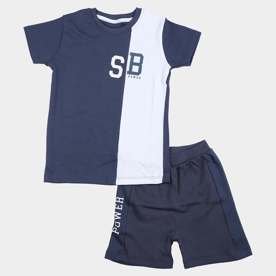 Boys' Knit Baba Suit, Navy Blue, large