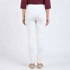 Women's White Cotton Blend Elastic Waist Stretch Churidar, सफ़ेद, small
