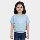 Girls Light Blue Cotton Casual T-Shirt, Light Blue, small
