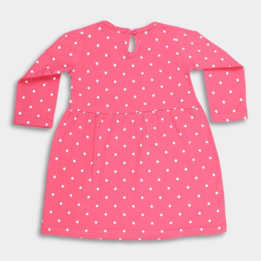 Infants' Bright Pink Polka Dot Ruffled Frock, Pink, large image number null