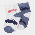 Infants Cotton Stripes Socks, Melange Blue, small image number null