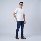 Men's White Henley Neck Casual Half Sleeve T-Shirt, White, small
