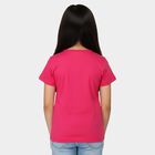 Girls Fuchsia Cotton Blend Round Neck Casual T-Shirt, Fuchsia, small