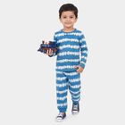 Boys' Blue Cotton Round Neck Tie-Dye Print Baba Suit, Light Blue, small