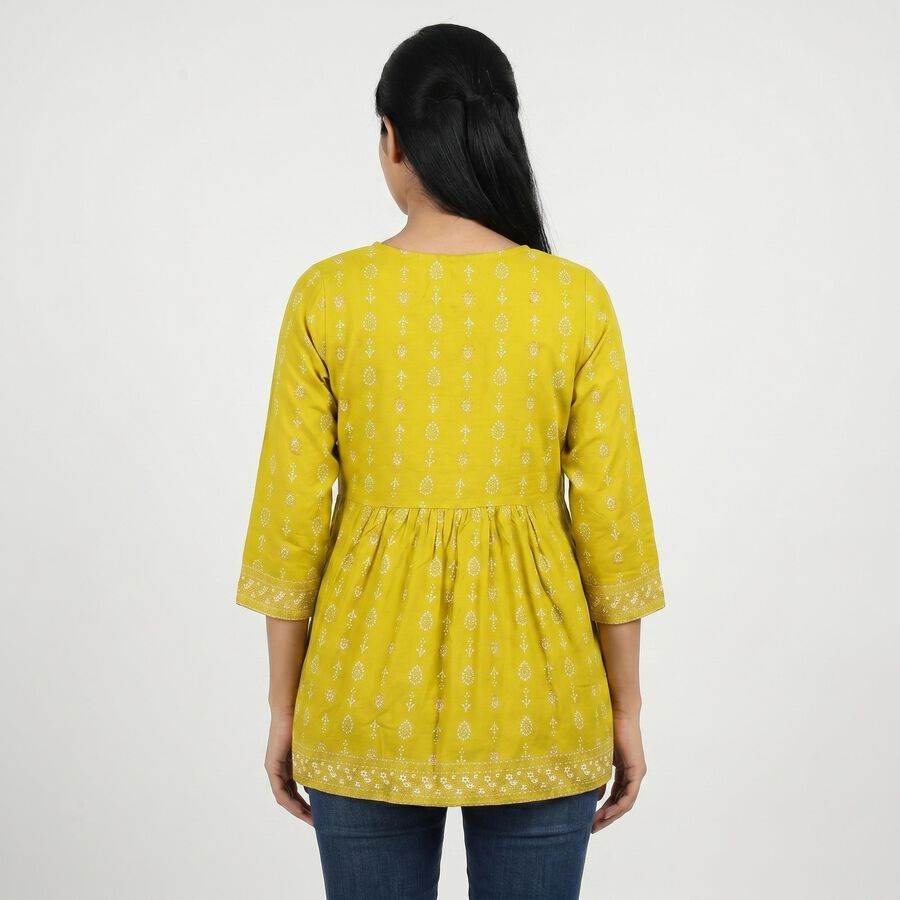 Women's Light Green Round Neck Printed A-Line Kurti, Light Green, large