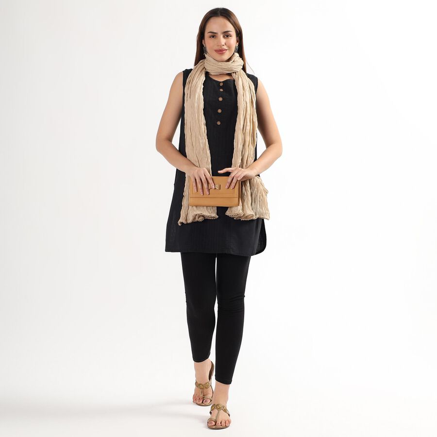 Women's Light Beige Crinkled Dupatta, Beige, large image number null