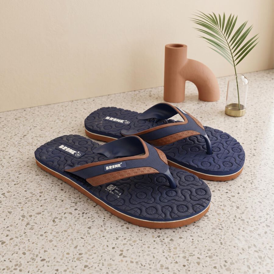 Men's Navy Blue Flip-Flops Slippers, Navy Blue, large